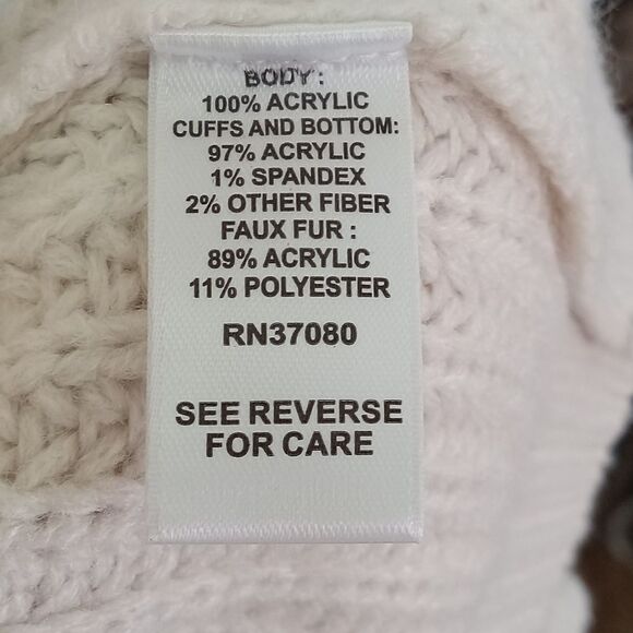 Est. 1946 Beige Faux Fur Sleeve Hem Open Cardigan Size: L - Picture 6 of 7